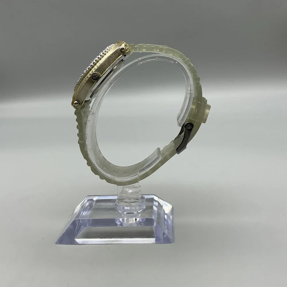 Vintage United Womens Watch 32mm Silver Blue Dial Gem Bezel Clear New Battery